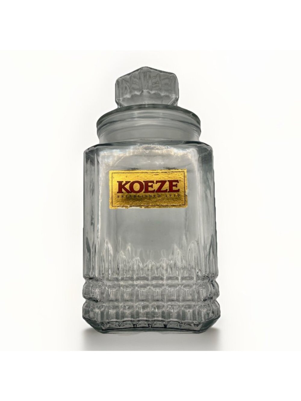 Koeze Glass Candy Jar w Lid Ribbed Clear Apothecary Countertop Canister 9.5”